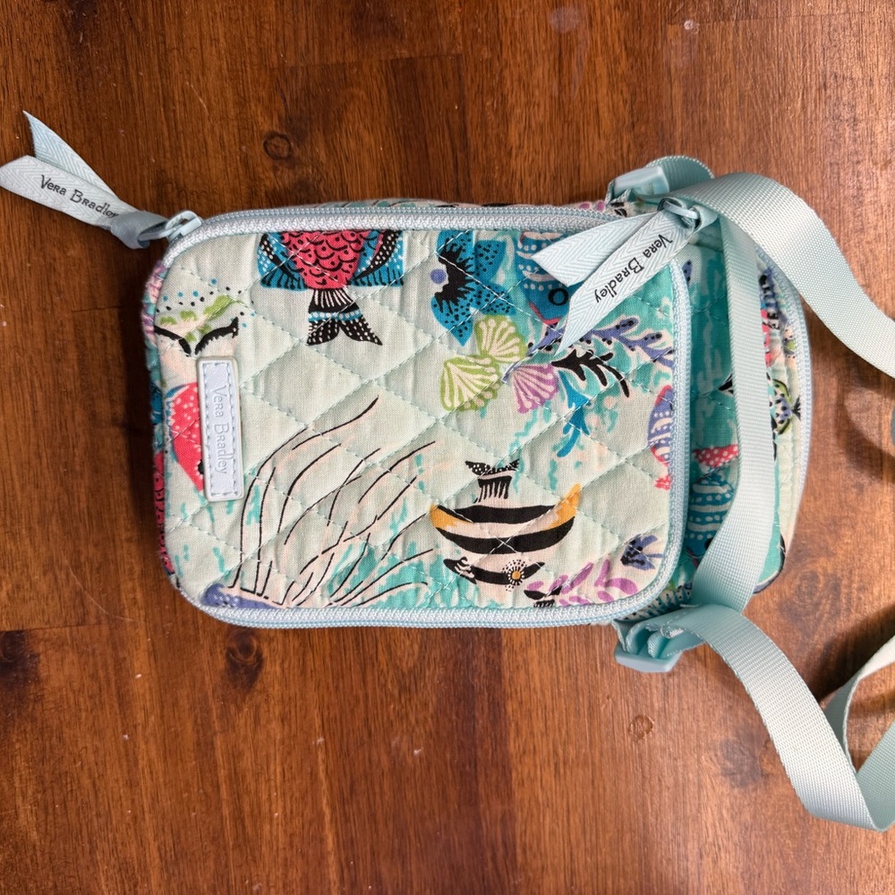 Vera Bradley Aqua and Coral Crossbody Bag